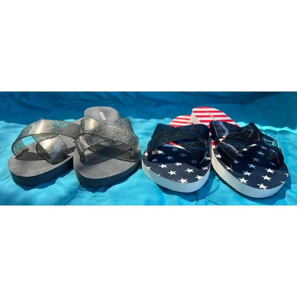 2 Pair NEW no Tags Old Navy Criss Cross Flip Flop Sandles Size 6